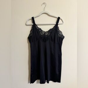VTG Black Lace Trim Slip Dress